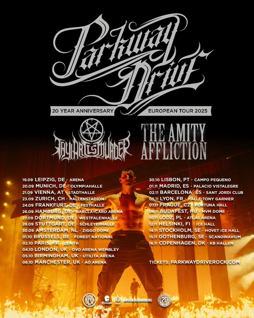 Parkway-Drive Die 20 Years Anniversary European Tour 2025 von Parkway Drive verspricht pure Eskalation