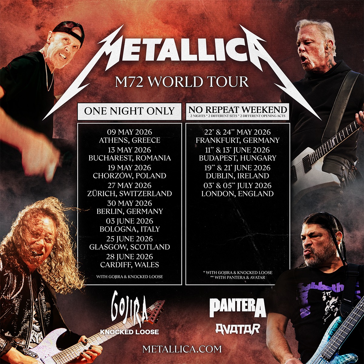 2-verschiedene-Konzepte Metallica bringt die M72 World Tour zurück