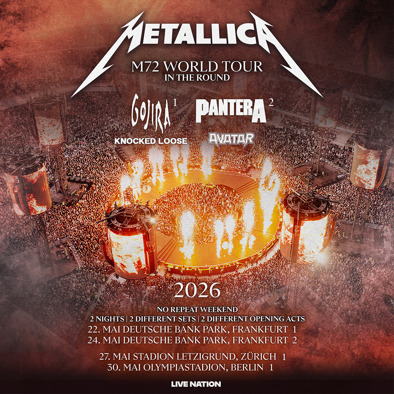 Tourflyer-DACH-Region Metallica bringt die M72 World Tour zurück
