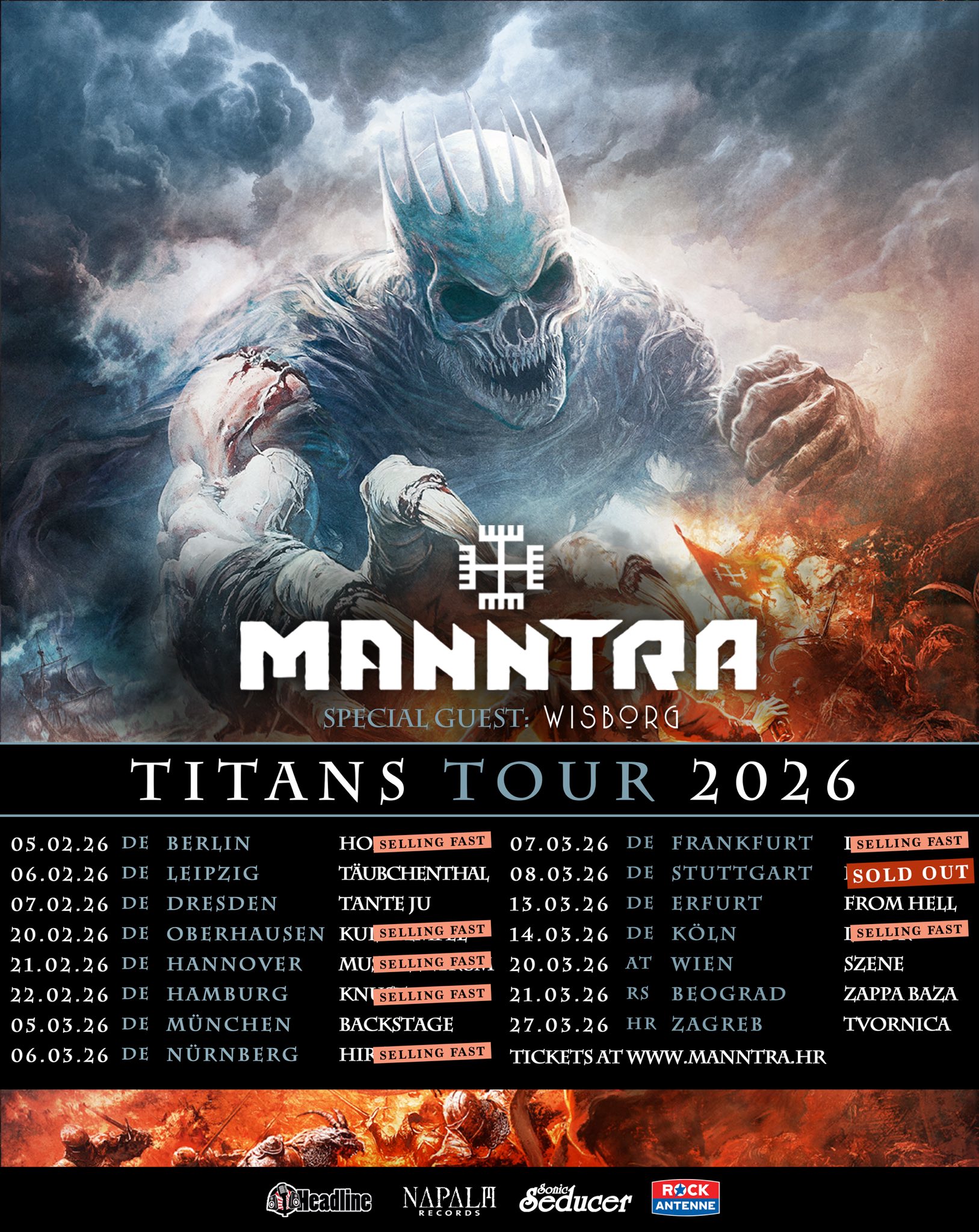 Tourflyer Dunkle Klanggewalten zerlegen die Bühne: Manntra auf TITANS TOUR 2026