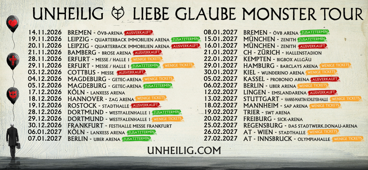 Tourflyer-2 Unheilig mit LIEBE GLAUBE MONSTER zurück auf den großen Bühnen