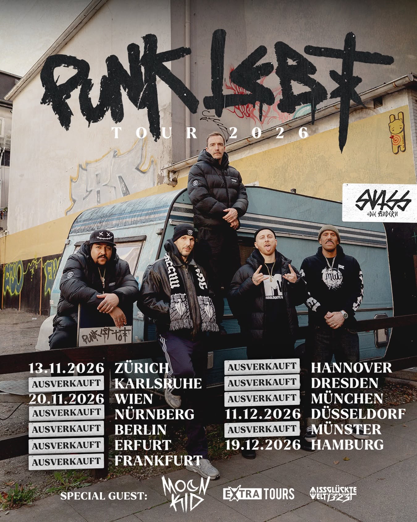 Tourflyer Punk lebt – Swiss & Die Andern drehen 2026 noch einmal auf